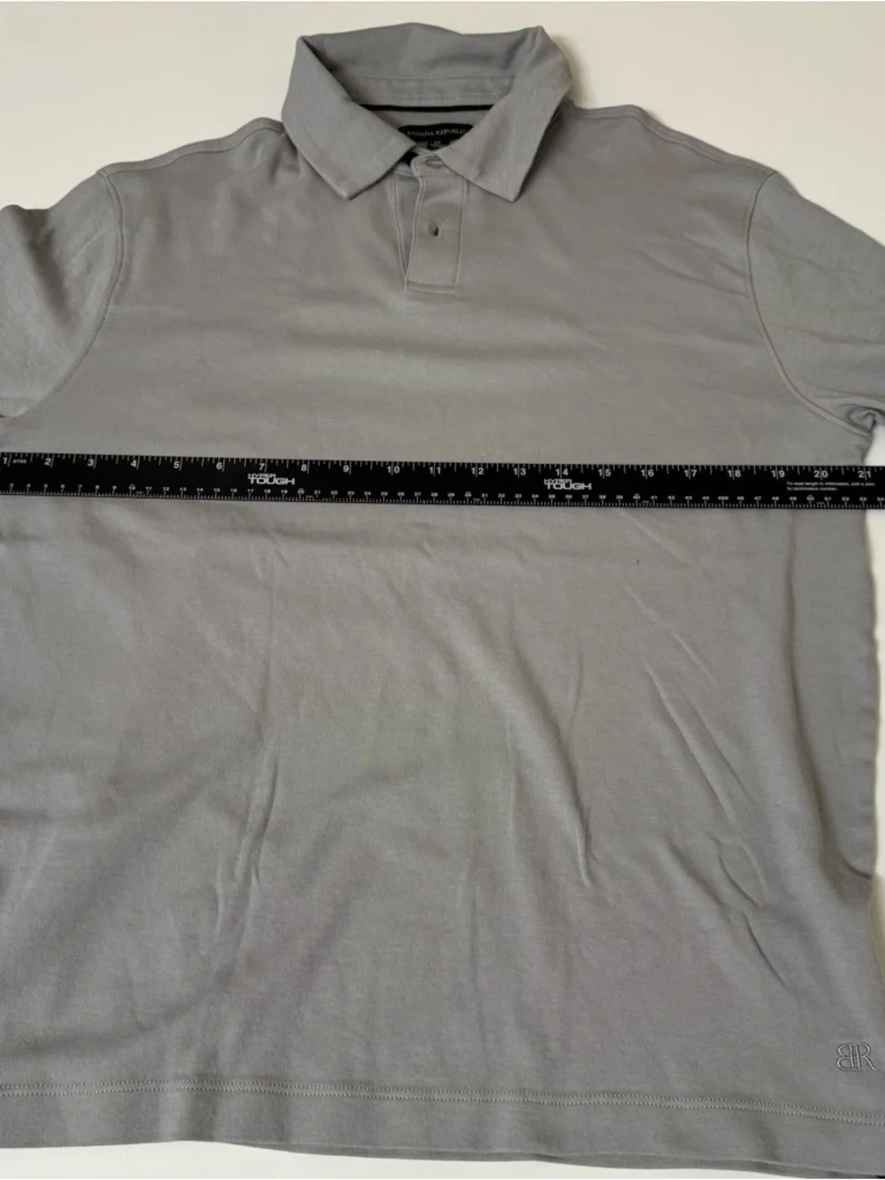 Banana Republic Men's Luxe Touch Long Sleeve Polo Shirt Cotton MEDIUM GRAY